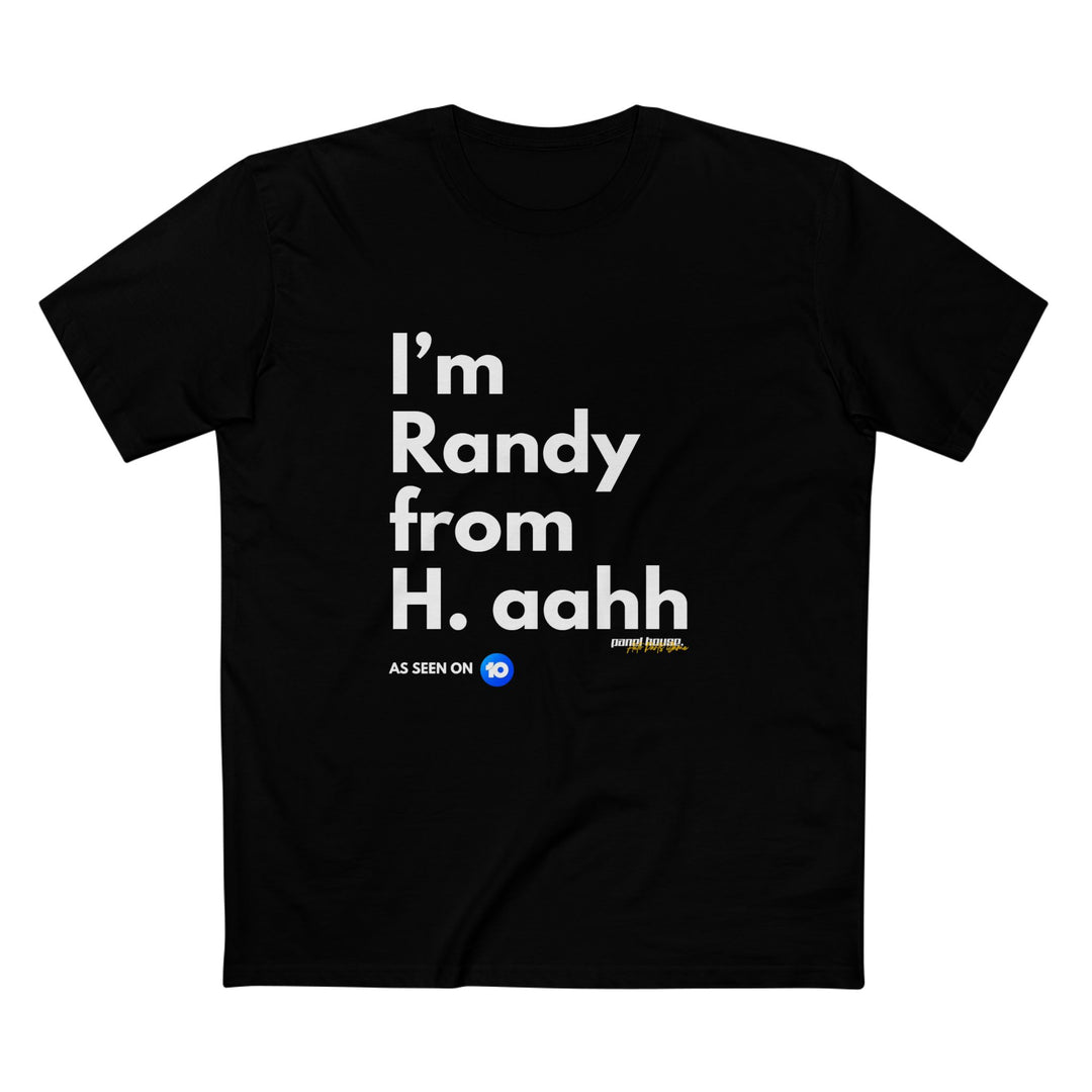 RANDY FROM H. AAHH MEN'S BLACK T-SHIRT