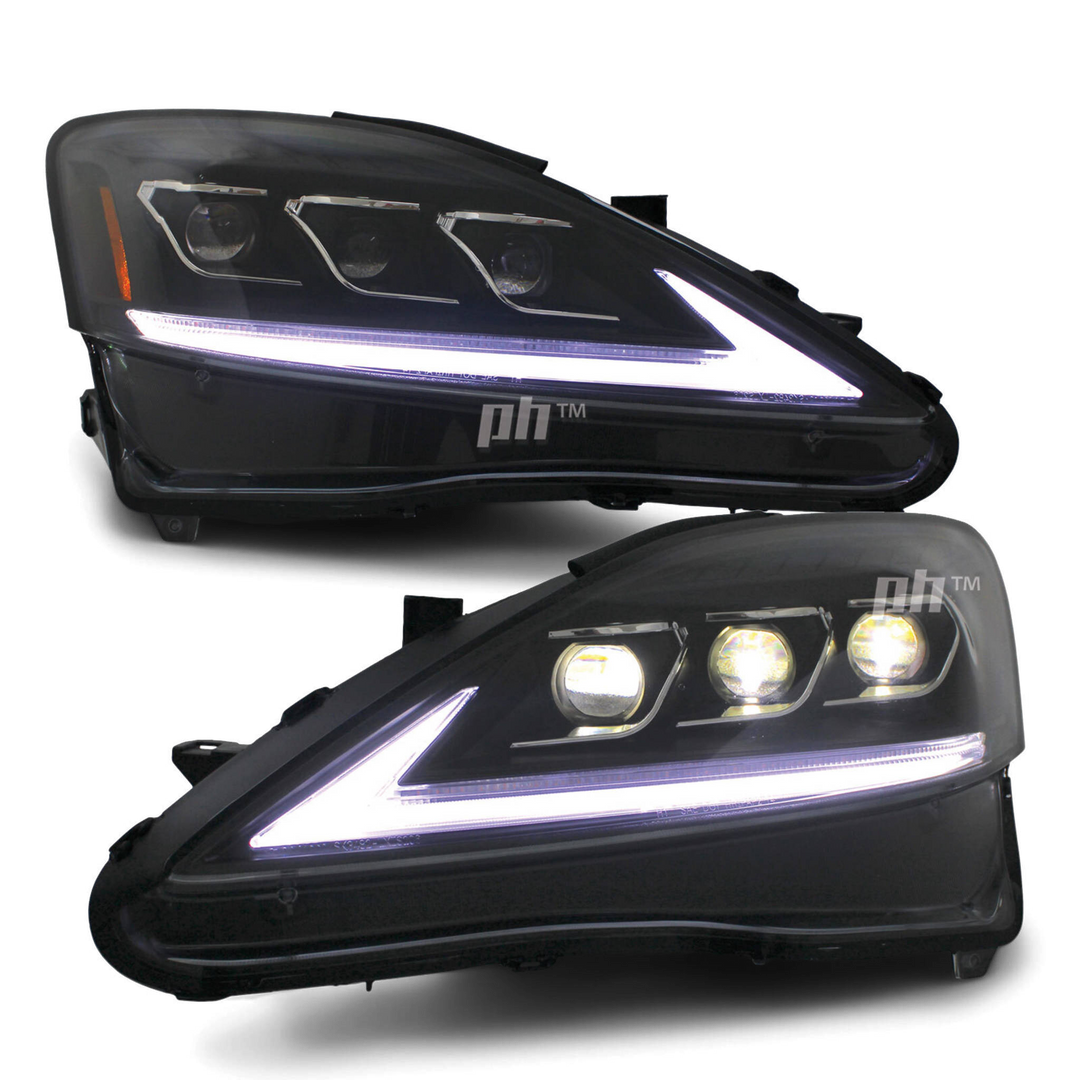 Black Projector LED Headlights Sequential fits Lexus IS250 2005 - 2010