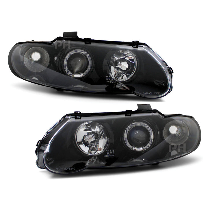 Headlights BLACK HALO Monaro Style fits Holden Commodore VX VU 2000 - 2002