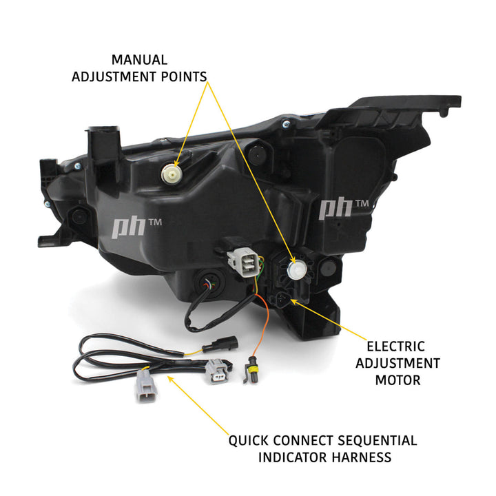 Headlights Sequential Black Projector LED DRL PAIR Fits Isuzu DMAX 2020 - 2023