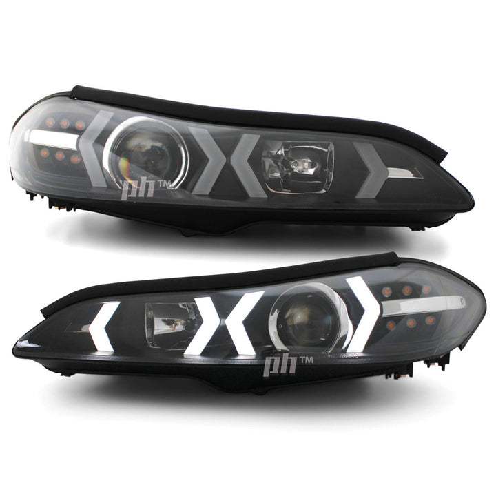 Black Projector Headlights Sequential PAIR DRL Style Fits Nissan Silvia S15