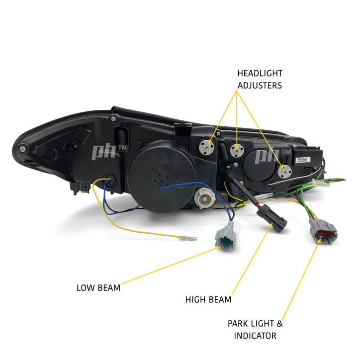 Black Projector Headlights Sequential PAIR DRL Style Fits Nissan Silvia S15