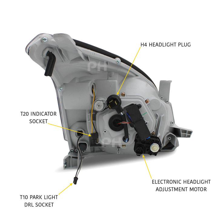 Headlights Black Sequential DRL Style Fits Toyota Landcruiser Prado 120 Series