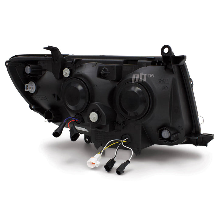 Headlights PAIR BLACK LED Triple Projector fits Toyota Landcruiser 100 Series 1998 - 2007