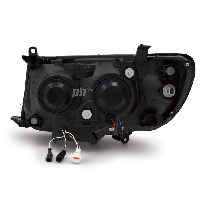 Headlights PAIR BLACK LED Triple Projector fits Toyota Landcruiser 100 Series 1998 - 2007