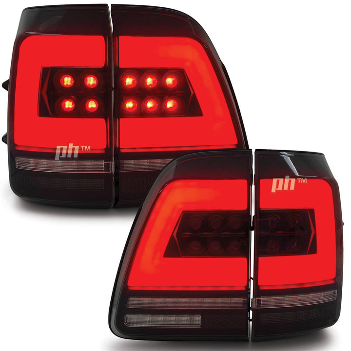 Upgrade BLACK Tail Lights Full LED SET fits Toyota Landcruiser 100 Series 1998 - 2007