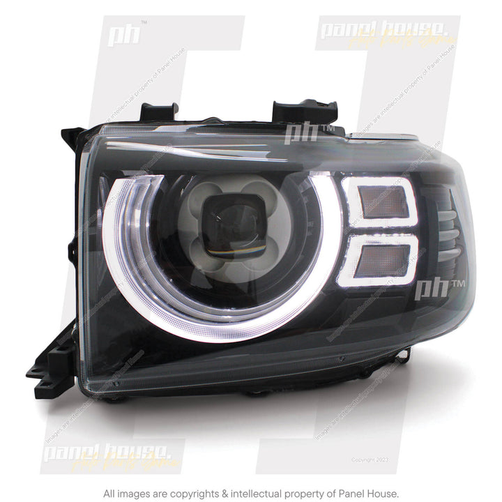 DEFEND-R DRL Full LED Black Projector Headlights PAIR fits Toyota Landcruiser 76 78 79 Series 2007 -
