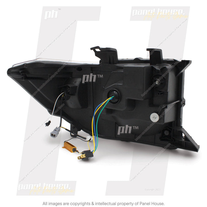 DEFEND-R DRL Full LED Black Projector Headlights PAIR fits Toyota Landcruiser 76 78 79 Series 2007 -