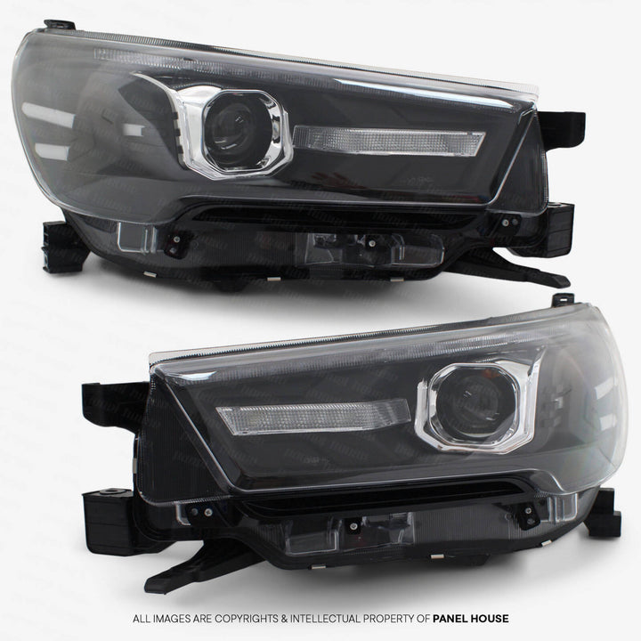 Black Headlights Full LED DRL Sequential fits Toyota Hilux N80 SR5 Facelift 2020 - 2024