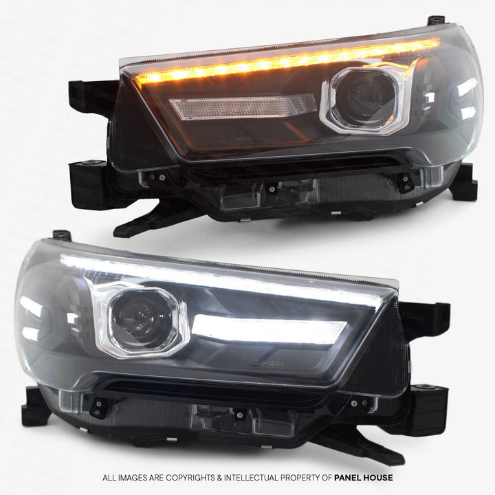 Black Headlights Full LED DRL Sequential fits Toyota Hilux N80 SR5 Facelift 2020 - 2024