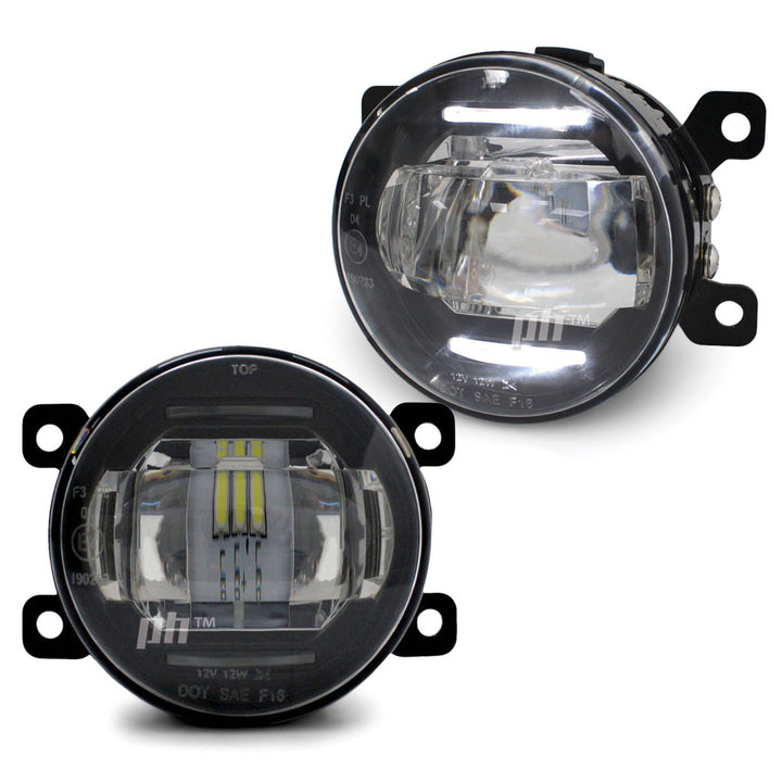 LED Projector Fog Lights With DRL PAIR Universal 90mm Lens