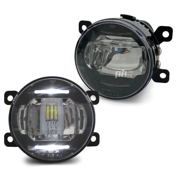 LED Projector Fog Lights With DRL PAIR Universal 90mm Lens
