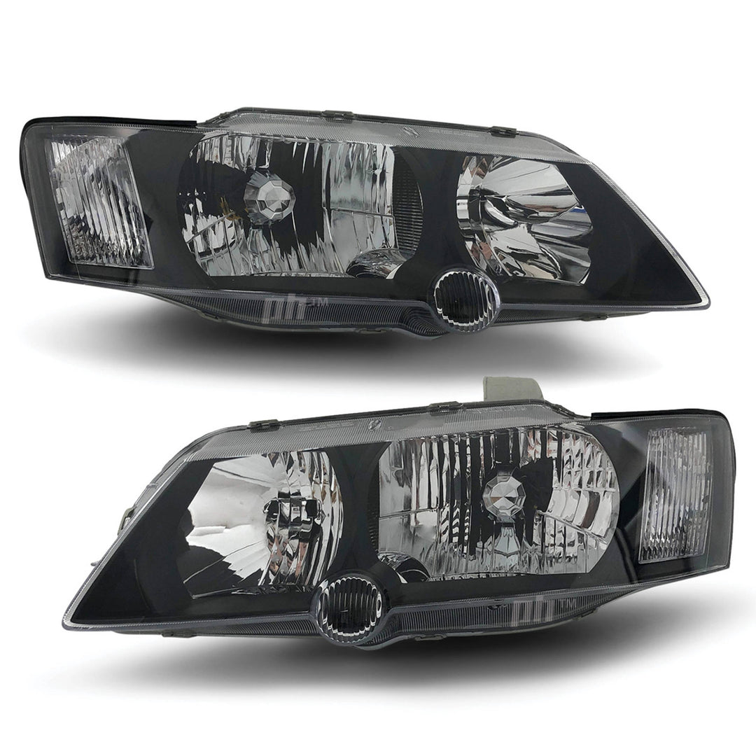Headlights Black PAIR fits Holden Commodore VY SS SV6 SV8 2002 - 2004