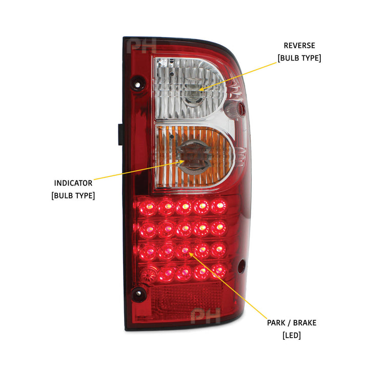 Tail Lights LED PAIR Fits Toyota Hilux Ute 1997 - 2001 2WD 4WD