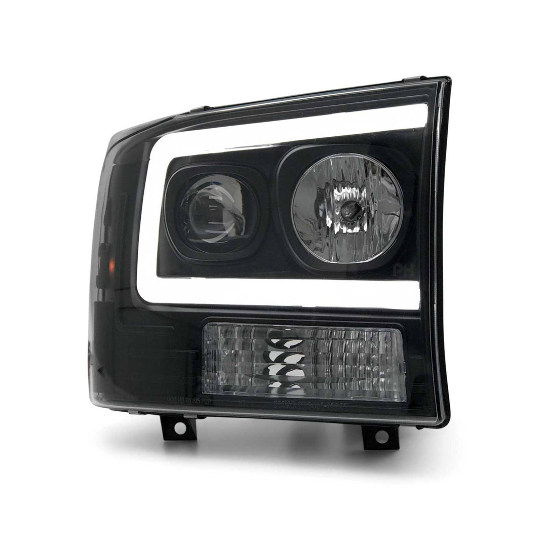 Headlights PAIR Black LED DRL Style Fits Ford F250 SuperDuty 1999 - 2005