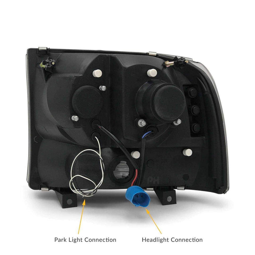 Headlights PAIR Black LED DRL Style Fits Ford F250 SuperDuty 1999 - 2005