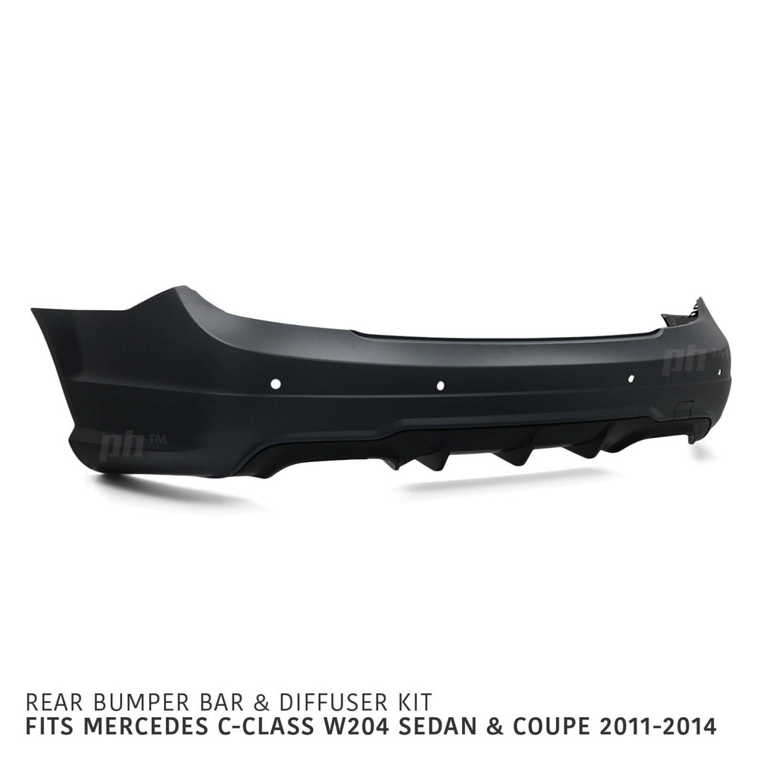 Rear Bumper & Diffuser AMG C63 Style Fits Mercedes C-Class W204 2011 - 2014