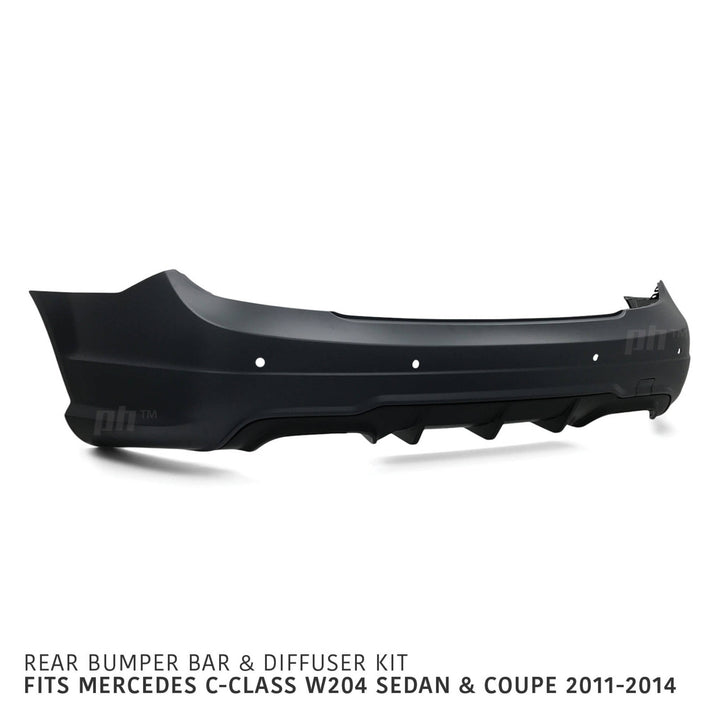 Rear Bumper & Diffuser AMG C63 Style Fits Mercedes C-Class W204 2011 - 2014
