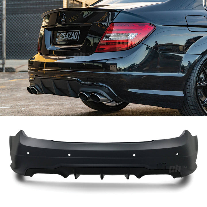 Rear Bumper & Diffuser AMG C63 Style Fits Mercedes C-Class W204 2011 - 2014