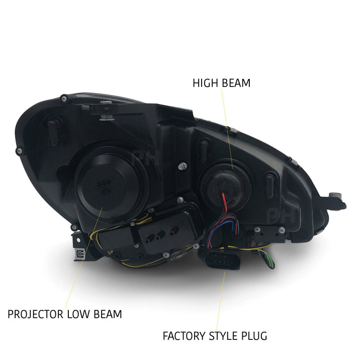 Black Projector Headlights PAIR DRL Style fits Mercedes C-Class W204 2011 - 2014