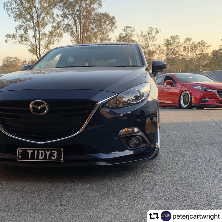 Front Bumper Lower Lip & Side Skirts CARBON Finish For Mazda 3 BM BN Hatch Sedan