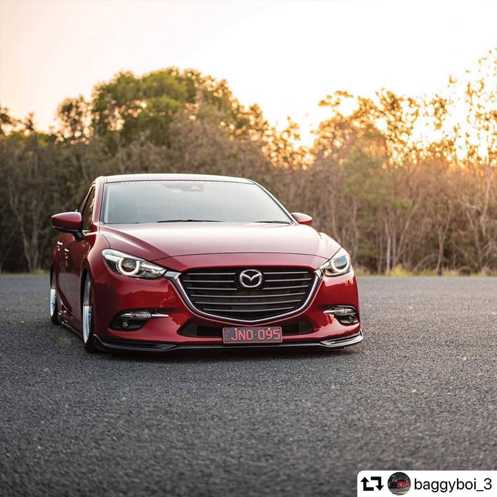 Front Bumper Lower Lip & Side Skirts CARBON Finish For Mazda 3 BM BN Hatch Sedan