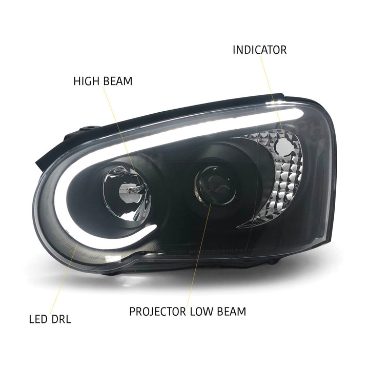 Black Headlights PAIR DRL Style Projector fits Subaru Impreza WRX Blob Eye 2002 - 2005