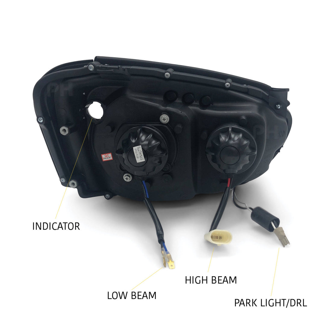 Black Headlights PAIR DRL Style Projector fits Subaru Impreza WRX Blob Eye 2002 - 2005