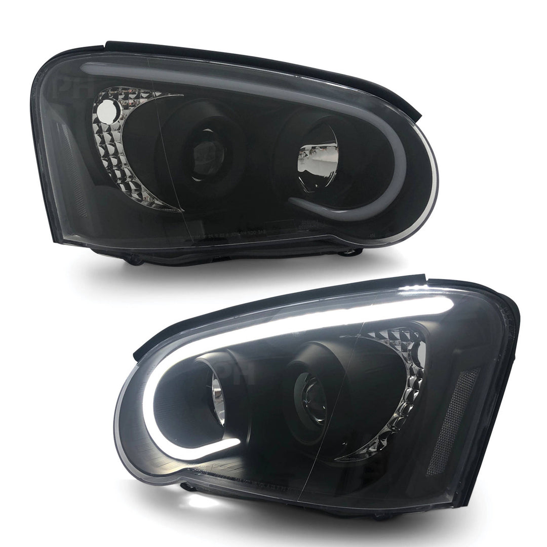 Black Headlights PAIR DRL Style Projector fits Subaru Impreza WRX Blob Eye 2002 - 2005