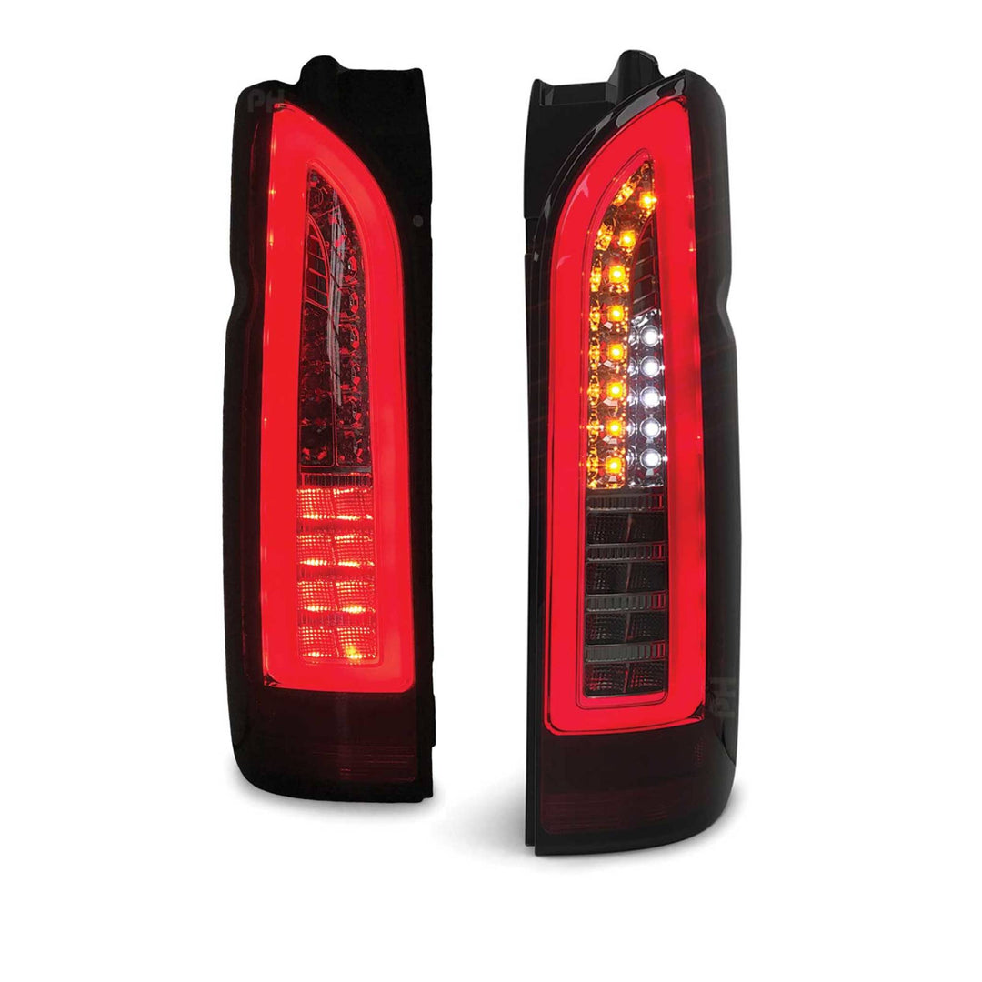 Tail Lights PAIR Full LED Black Smoked fits Toyota Hiace 2005 - 2019