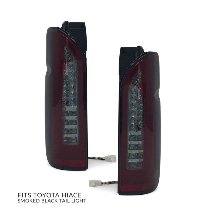 Tail Lights PAIR Full LED Black Smoked fits Toyota Hiace 2005 - 2019