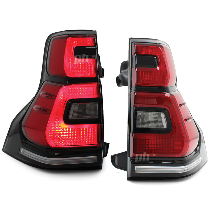 Black LED Tail Lights Sequential PAIR Fits Toyota LandCruiser Prado 150 Series 2009 - 2017