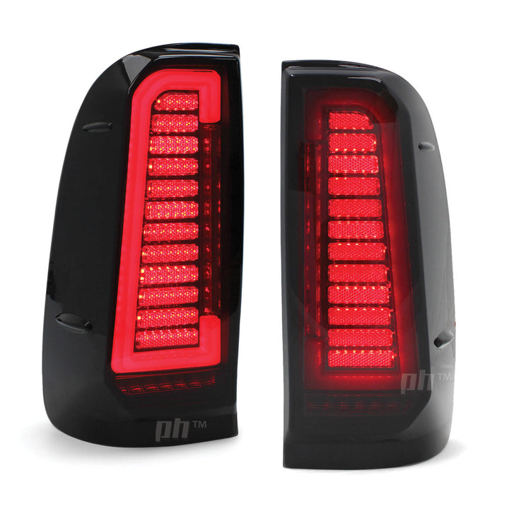 Upgrade Black Smoked LED Tail Lights Sequential PAIR Fits Toyota Hilux N70 2005 - 2015