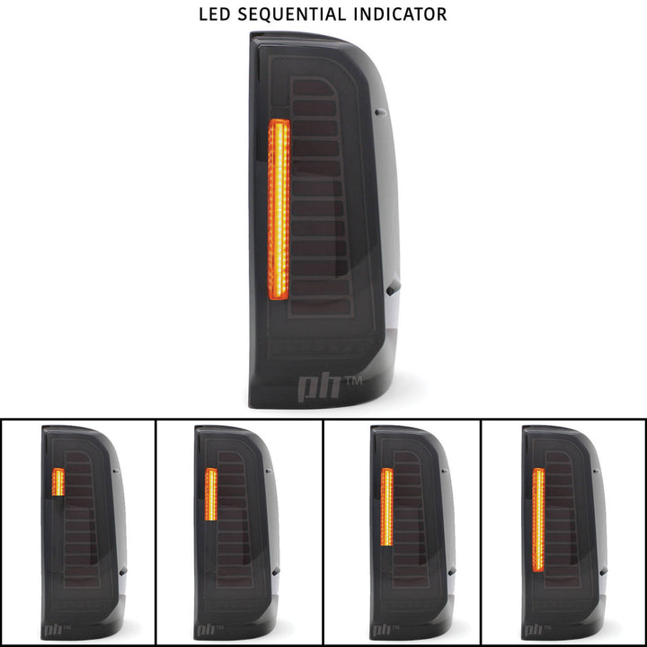 Upgrade Black Smoked LED Tail Lights Sequential PAIR Fits Toyota Hilux N70 2005 - 2015