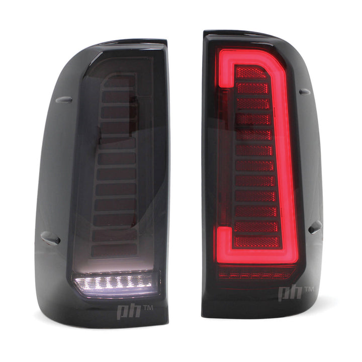 Upgrade Black Smoked LED Tail Lights Sequential PAIR Fits Toyota Hilux N70 2005 - 2015