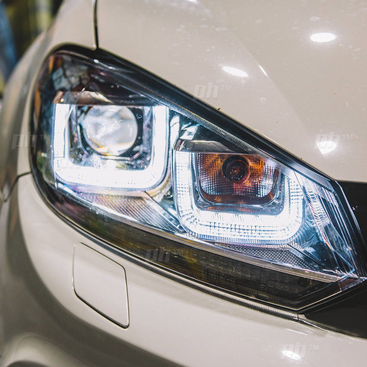 Headlights PAIR LED DRL U-Bar Style Upgrade fits Volkswagen VW Golf 6 09-13