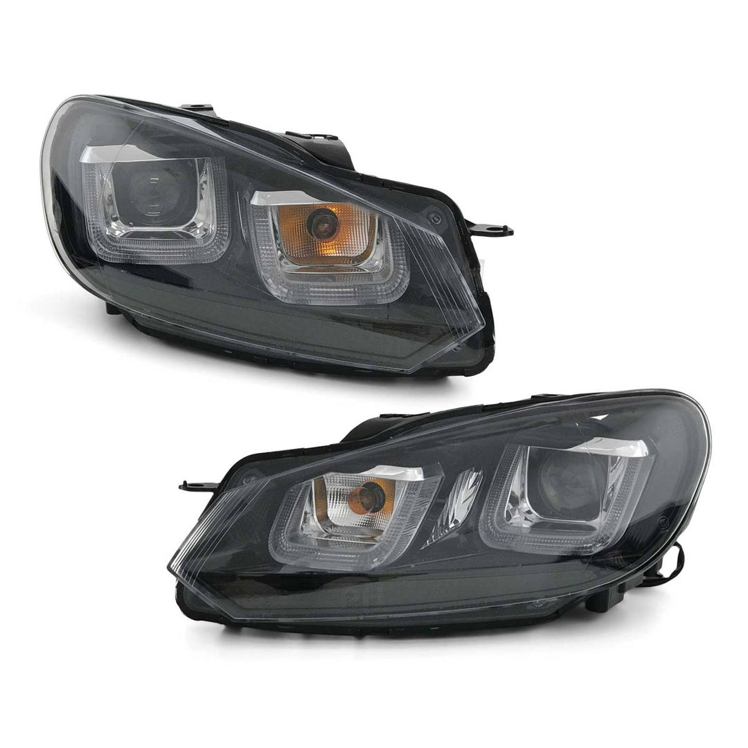 Headlights PAIR LED DRL U-Bar Style Upgrade fits Volkswagen VW Golf 6 09-13