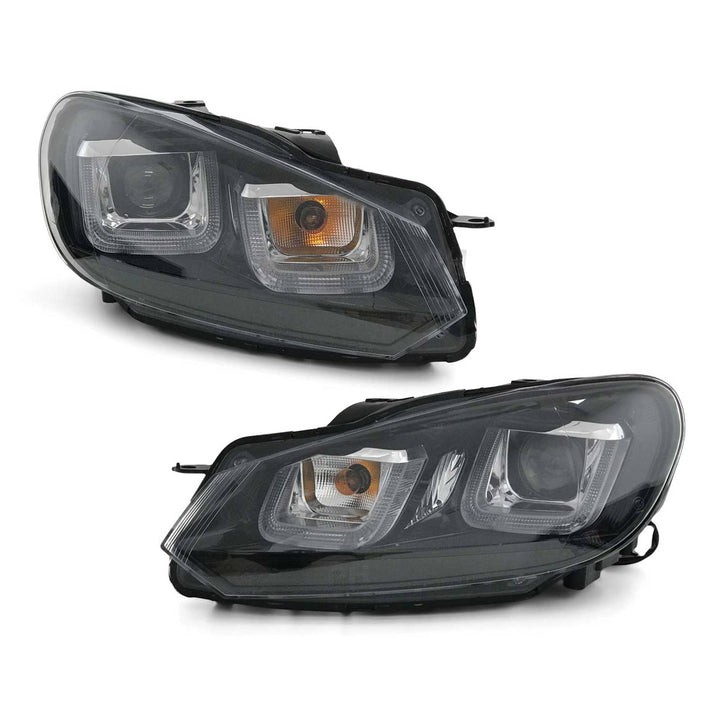 Headlights PAIR LED DRL U-Bar Style Upgrade fits Volkswagen VW Golf 6 09-13