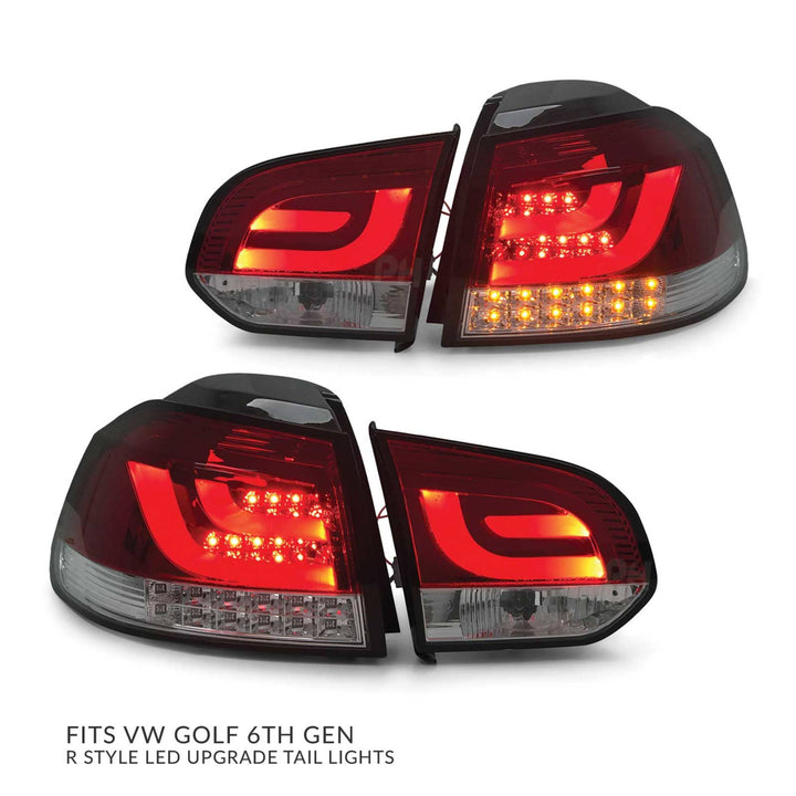 Tail Lights PAIR R Style LED Upgrade fits Volkswagen VW Golf MK 6 09-13