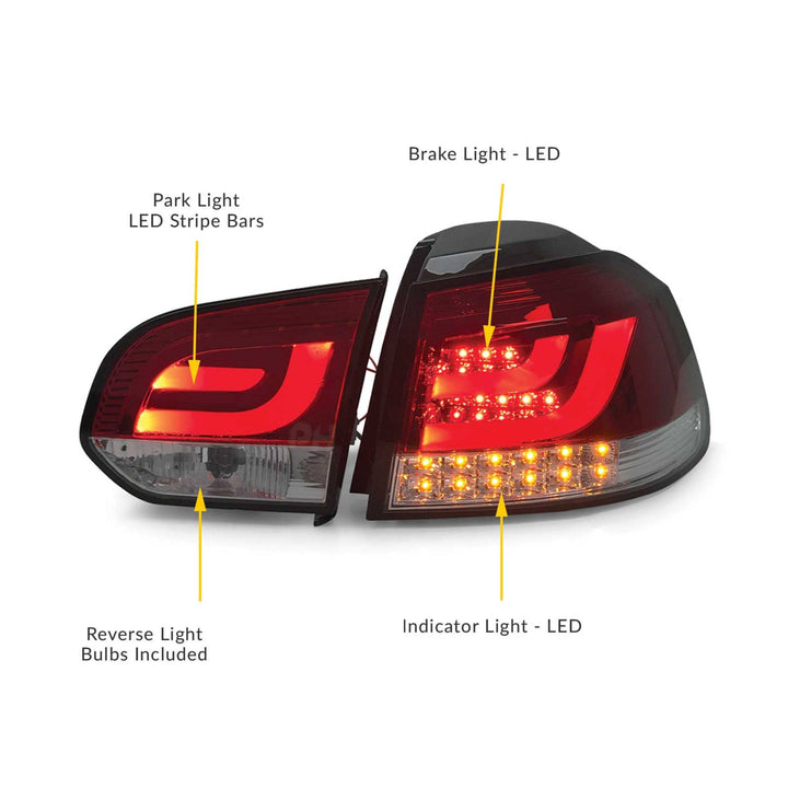 Tail Lights PAIR R Style LED Upgrade fits Volkswagen VW Golf MK 6 09-13