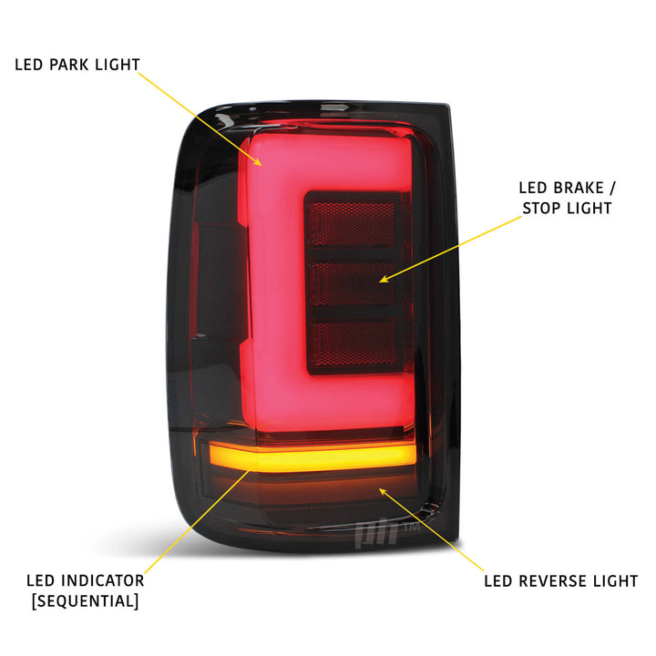 Upgrade Black Smoked LED Tail Lights Sequential PAIR fits Volkswagen Amarok 2010- 2022