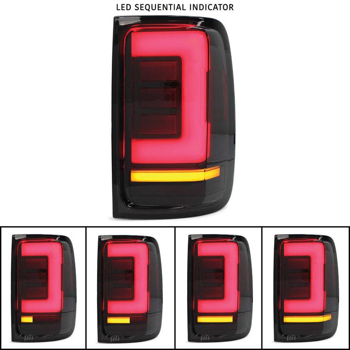 Upgrade Black Smoked LED Tail Lights Sequential PAIR fits Volkswagen Amarok 2010- 2022