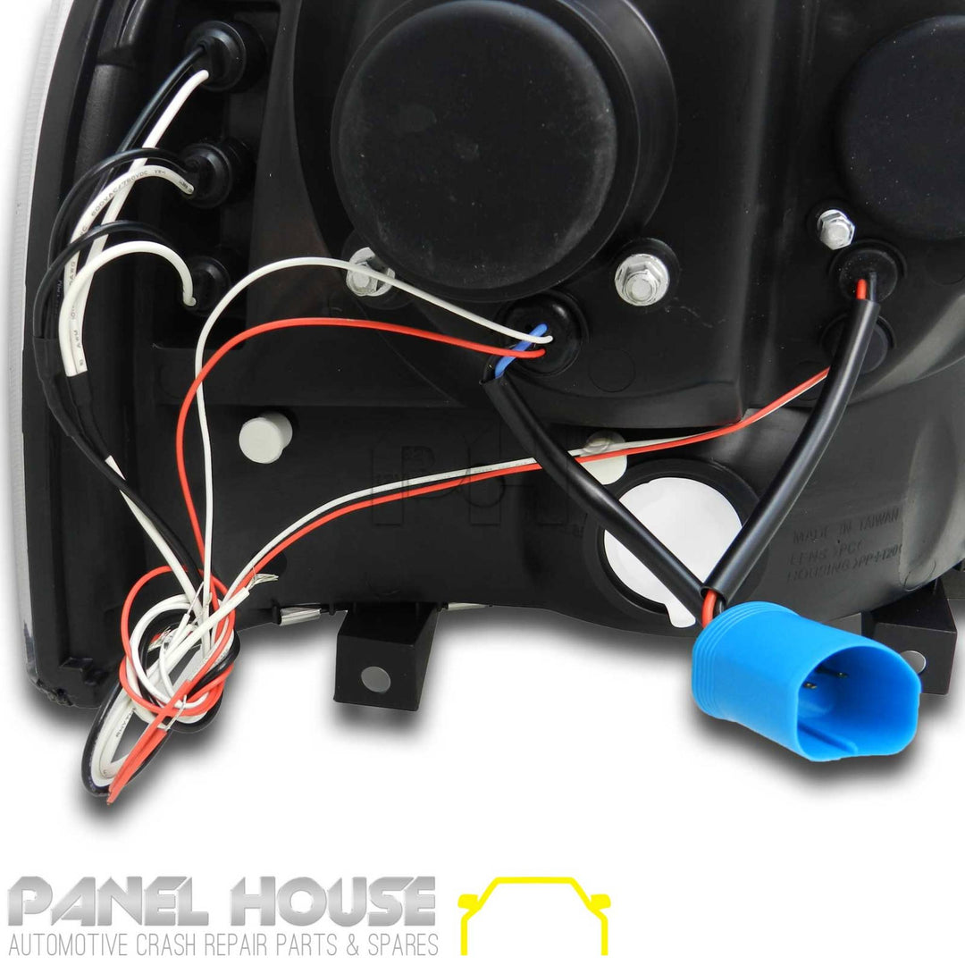 Headlights PAIR Black Halo Fits Ford F250 F350 SuperDuty 1999 - 2006