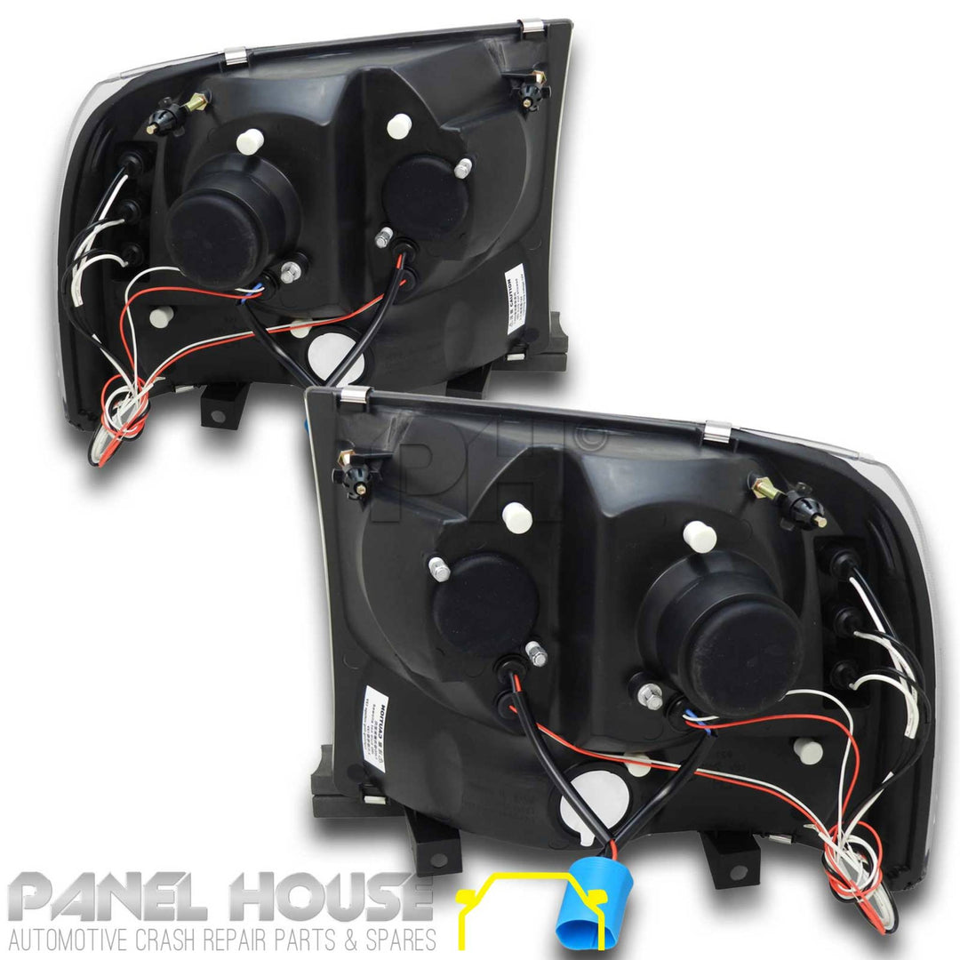 Headlights PAIR Black Halo Fits Ford F250 F350 SuperDuty 1999 - 2006