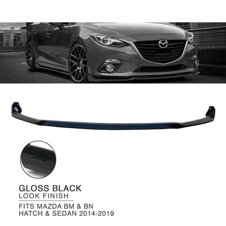 Front Bumper Lower Lip & Side Skirts BLACK Finish For Mazda 3 BM BN Hatch Sedan