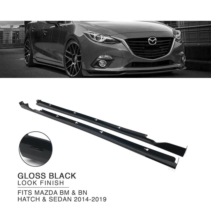 Front Bumper Lower Lip & Side Skirts BLACK Finish For Mazda 3 BM BN Hatch Sedan