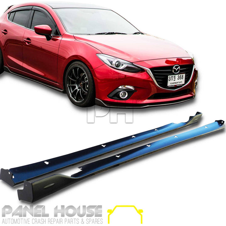 Front Bumper Lower Lip & Side Skirts CARBON Finish For Mazda 3 BM BN Hatch Sedan