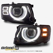 DEFEND-R DRL Full LED Black Projector Headlights PAIR fits Nissan Patrol GU 2004- 2016