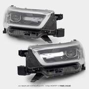 Headlights PAIR LED Black & Chrome fits Toyota Hilux N80 06/2020 - 2024