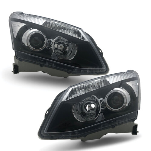 Headlights PAIR Black Projector Fits Isuzu DMAX Ute 2012 - 2016 D-MAX ...